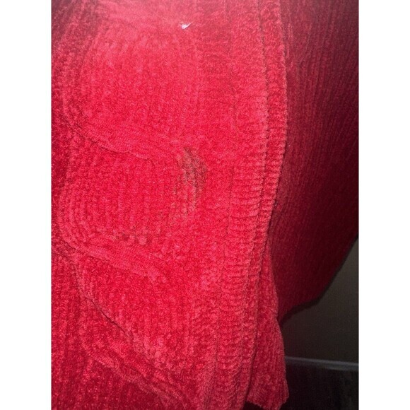 Marguerite's Burgundy Red Cardigan Sweater‎ Faux Fur Collar Zip Up - Picture 8 of 9